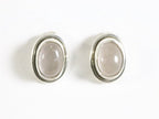 Fijne ovale zilveren oorstekers met rozenkwarts afbeelding 2