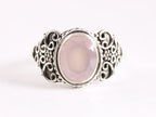 Bewerkte zilveren ring met rozenkwarts afbeelding 4