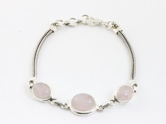 Zilveren armband met rozenkwarts afbeelding 1