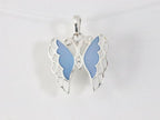 Fijne zilveren vlinder hanger met blauwe schelp afbeelding 4