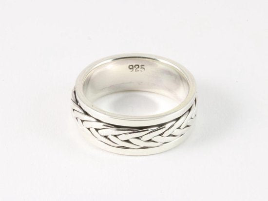 Zilveren geluksring met kabelpatroon afbeelding 2