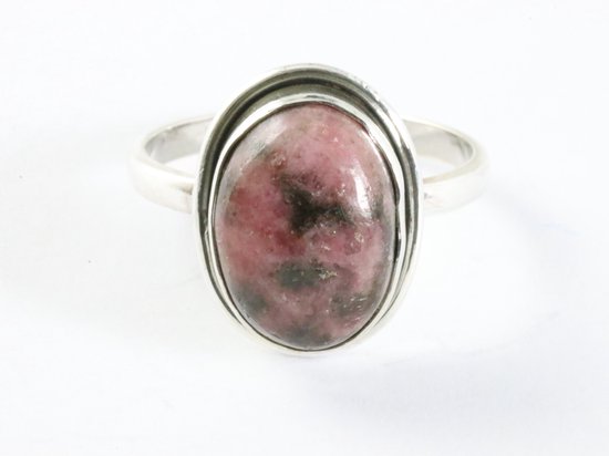 Ovale zilveren ring met rhodoniet afbeelding 4