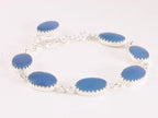 Bewerkte zilveren armband met blauwe agaat afbeelding 2