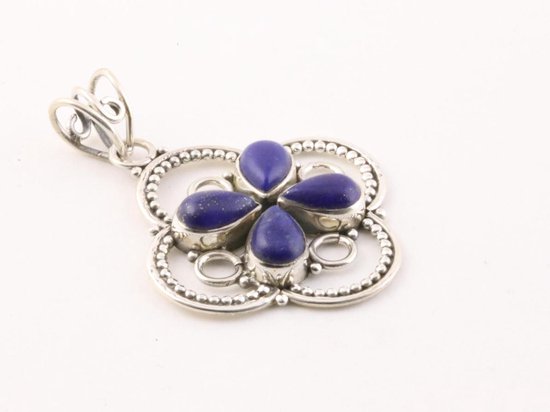 Opengewerkte zilveren hanger met lapis lazuli afbeelding 3