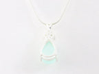 Zilveren hanger met aqua chalcedoon en witte topaas aan ketting afbeelding 3