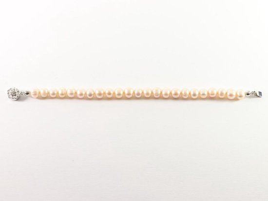Armband met natuurlijke roze zoetwater parels en zilveren sluiting afbeelding 3