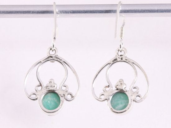 Opengewerkte zilveren oorbellen met amazoniet afbeelding 3