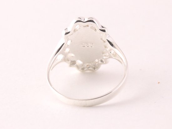 Opengewerkte zilveren ring met gele agaat afbeelding 3