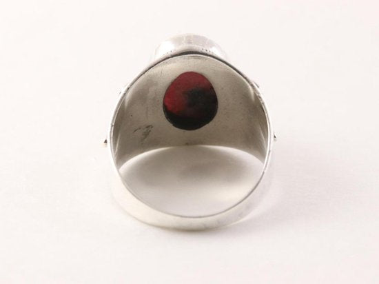 Bewerkte zilveren ring met rhodoniet afbeelding 3