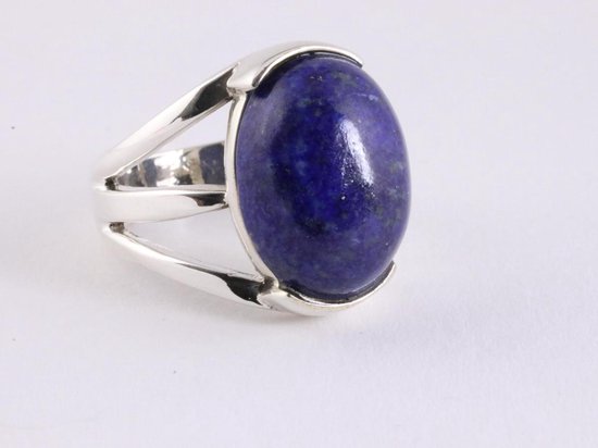 Opengewerkte zilveren ring met lapis lazuli afbeelding 1