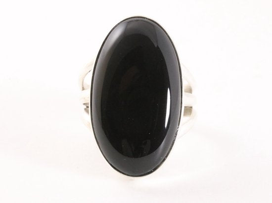 Grote ovale zilveren ring met onyx afbeelding 4