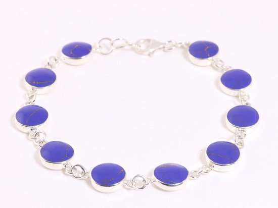 Hoogglans zilveren armband met lapis lazuli afbeelding 1