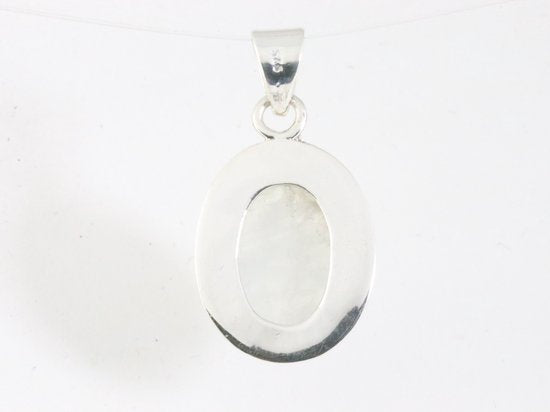 Fijne bewerkte ovale zilveren hanger met rozenkwarts afbeelding 3
