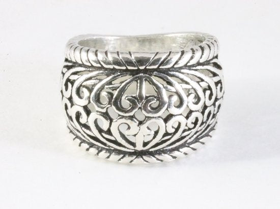 Brede opengewerkte zilveren ring afbeelding 4