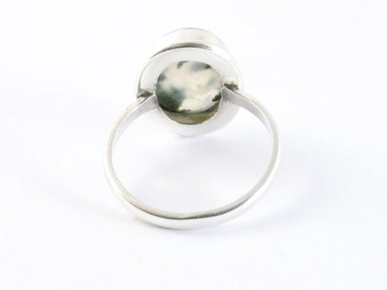 Ovale zilveren ring met mosagaat afbeelding 3