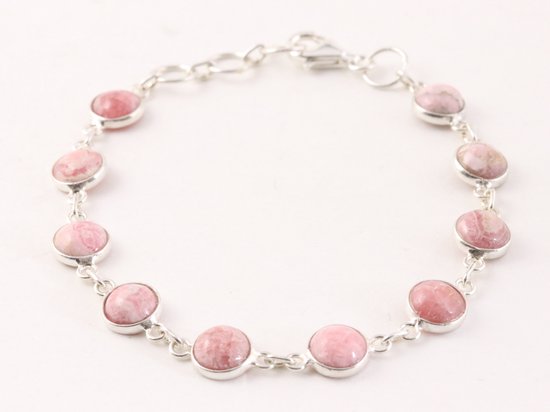 Fijne zilveren armband met rhodochrosiet afbeelding 1
