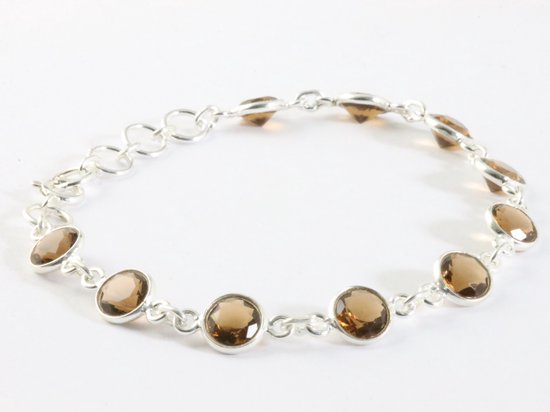 Fijne zilveren armband met rookkwarts afbeelding 2