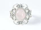 Opengewerkte zilveren ring met rozenkwarts afbeelding 4