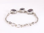 Traditionele bewerkte zilveren armband met granaat en koningsschakels afbeelding 3