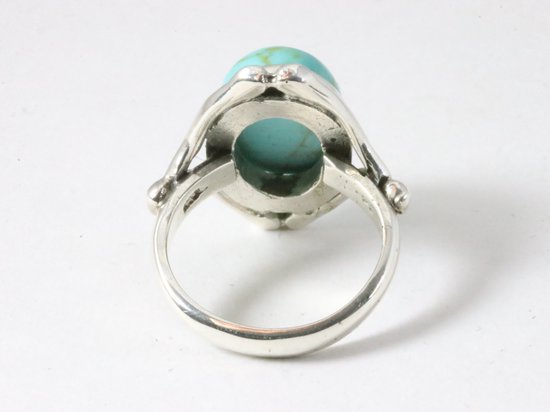 Bewerkte zilveren ring met turkoois afbeelding 3