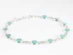 Fijne hoogglans zilveren armband met groene turkoois afbeelding 2