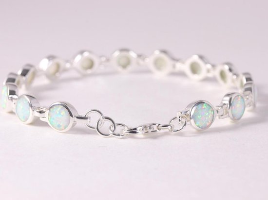 Hoogglans zilveren armband met welo opaal afbeelding 2