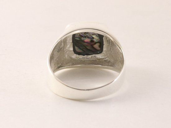 Zilveren zegelring met abalone schelp afbeelding 3
