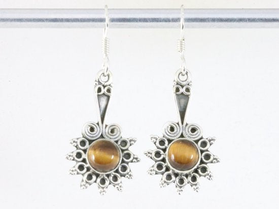 Bewerkte zilveren oorbellen met tijgeroog afbeelding 3