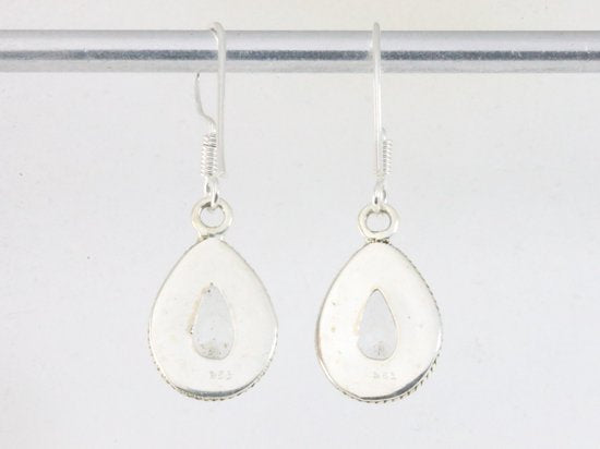 Bewerkte druppelvormige zilveren oorbellen met bergkristal afbeelding 2
