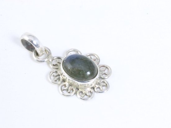 Fijne opengewerkte zilveren hanger met labradoriet afbeelding 2