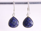 Fijne druppelvormige zilveren oorbellen met lapis lazuli afbeelding 3