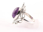 Opengewerkte zilveren ring met amethist afbeelding 2