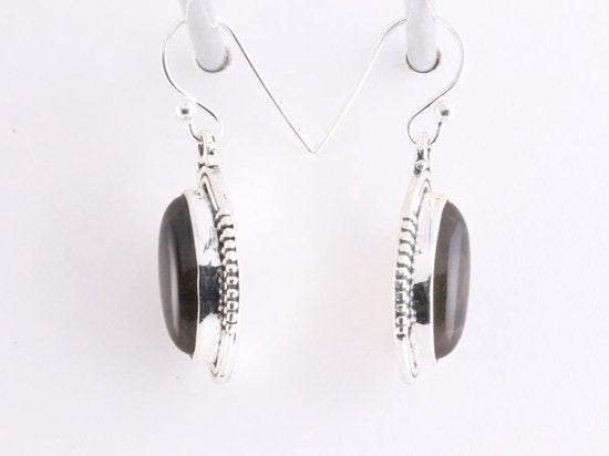 Bewerkte zilveren oorbellen met rookkwarts afbeelding 3