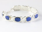 Zware hoogglans zilveren armband met lapis lazuli afbeelding 2