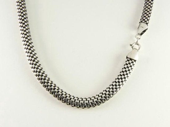 Brede gevlochten zilveren ketting afbeelding 1