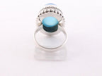 Zware bewerkte zilveren ring met blauwe chalcedoon afbeelding 4