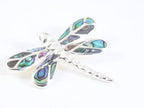 Zilveren libelle hanger met abalone schelp aan ketting afbeelding 2
