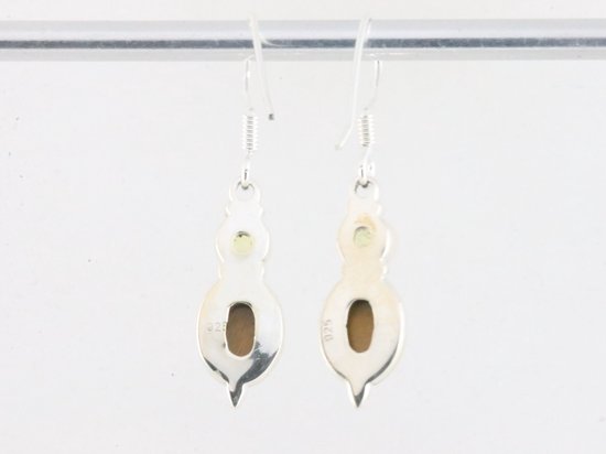 Fijne bewerkte zilveren oorbellen met tijgeroog en citrien afbeelding 3