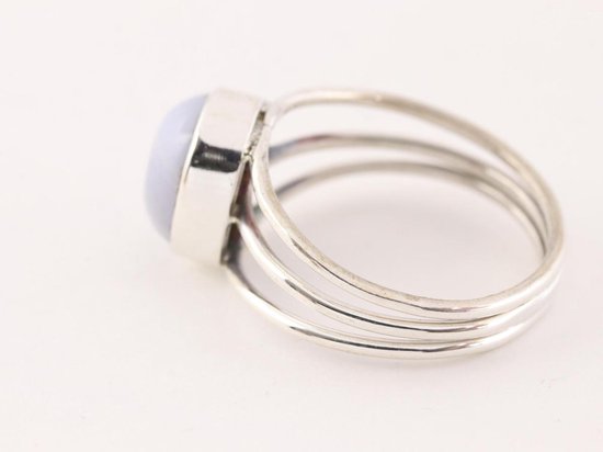 Opengewerkte zilveren ring met blauwe lace agaat afbeelding 2
