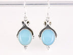 Bewerkte zilveren oorbellen met aqua chalcedoon afbeelding 1
