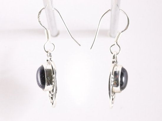 Fijne bewerkte zilveren oorbellen met blauwe zonnesteen afbeelding 2