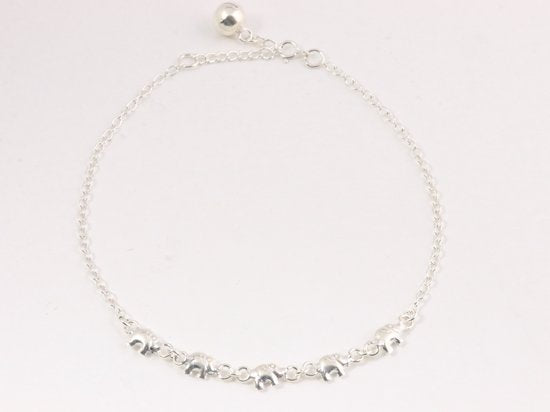 Fijne zilveren enkelband met olifanten afbeelding 1