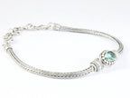 Traditionele zilveren snake armband met groene toermalijn afbeelding 2