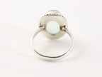Bewerkte ovale zilveren ring met aqua chalcedoon afbeelding 3