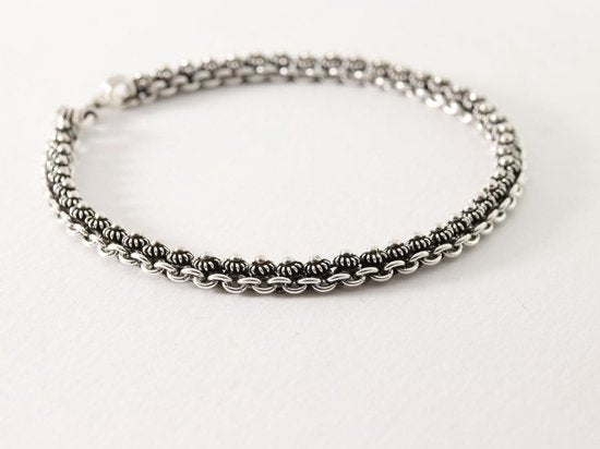 Fijne bewerkte zilveren schakelarmband afbeelding 2