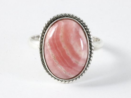 Bewerkte ovale zilveren ring met rhodochrosiet afbeelding 4