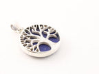 Fijne ronde zilveren hanger met levensboom op lapis lazuli afbeelding 2