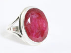 Ovale zilveren ring met robijn afbeelding 1