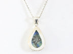 Bewerkte zilveren hanger met blauwe azuriet turkoois aan ketting afbeelding 3