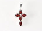 Fijne zilveren kruishanger met granaat afbeelding 4